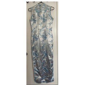 White and Blue Chinese Dress
